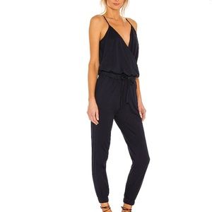 Bobi navy blue passport supreme v neck jersey jumpsuit jogger romper NWT medium